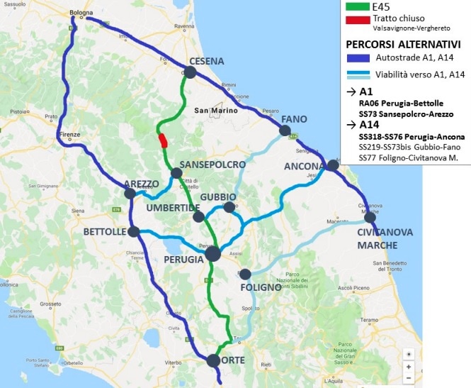 CHIUSURA E45 A PIEVE S.STEFANO (AR).